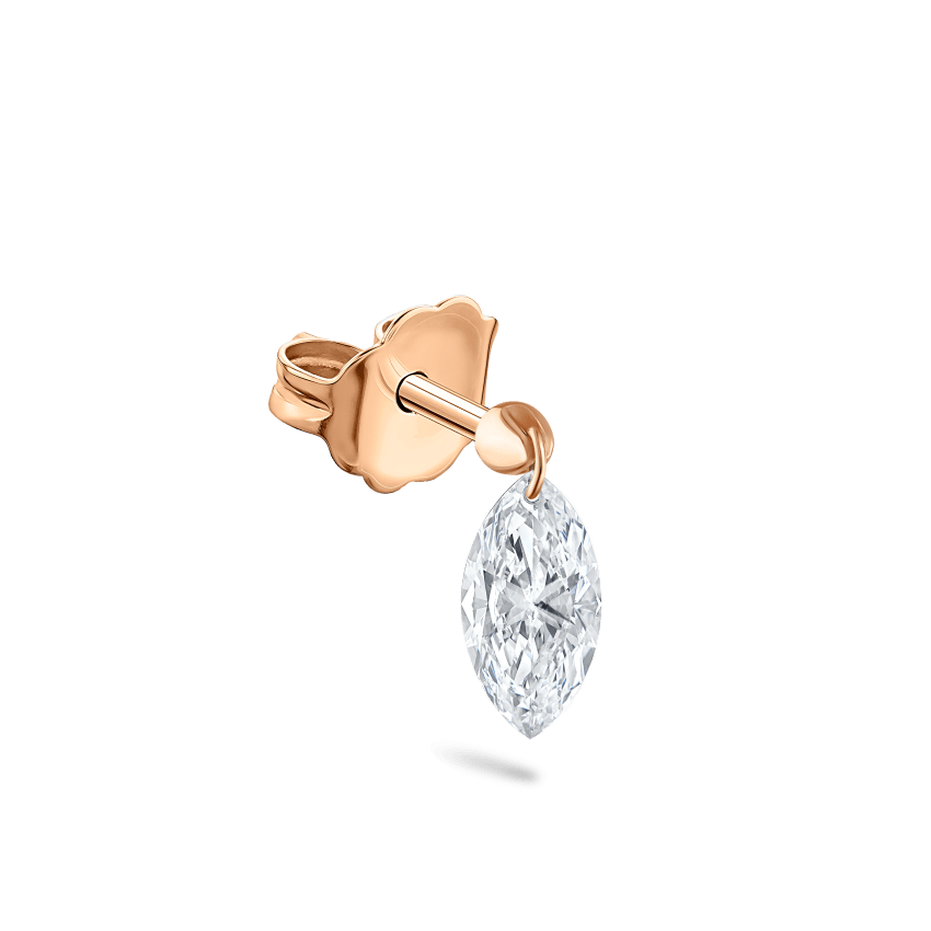 Floating Marquise Diamond Charm Stud Earring