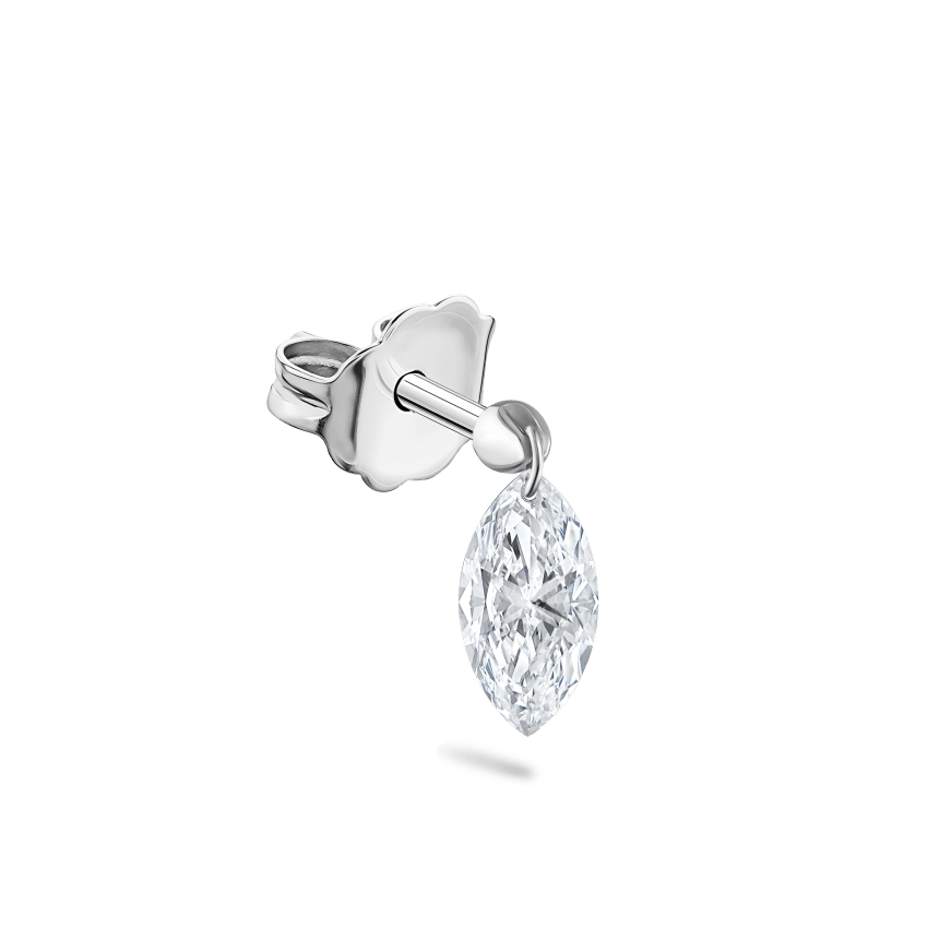 Floating Marquise Diamond Charm Stud Earring