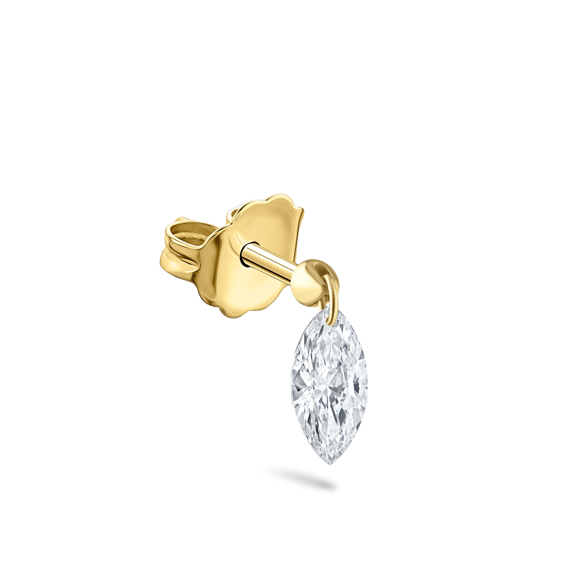 Floating Marquise Diamond Charm Stud Earring