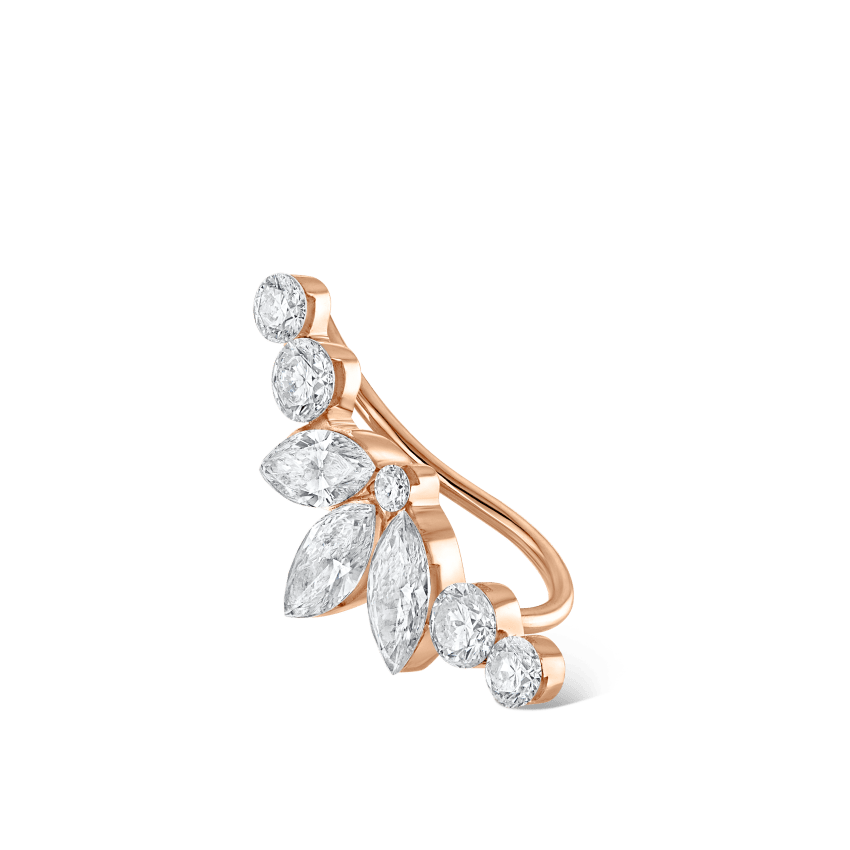 Invisible Diamond Lotus Open Garland Ear Climber