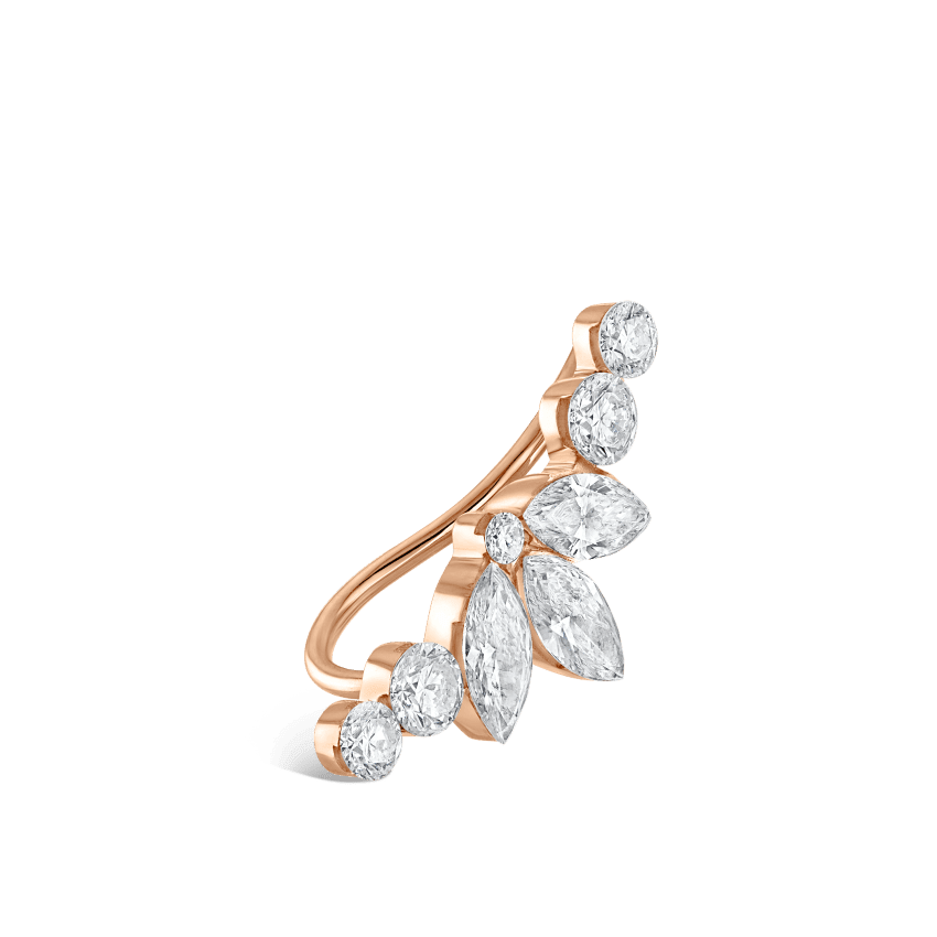 Invisible Diamond Lotus Open Garland Ear Climber