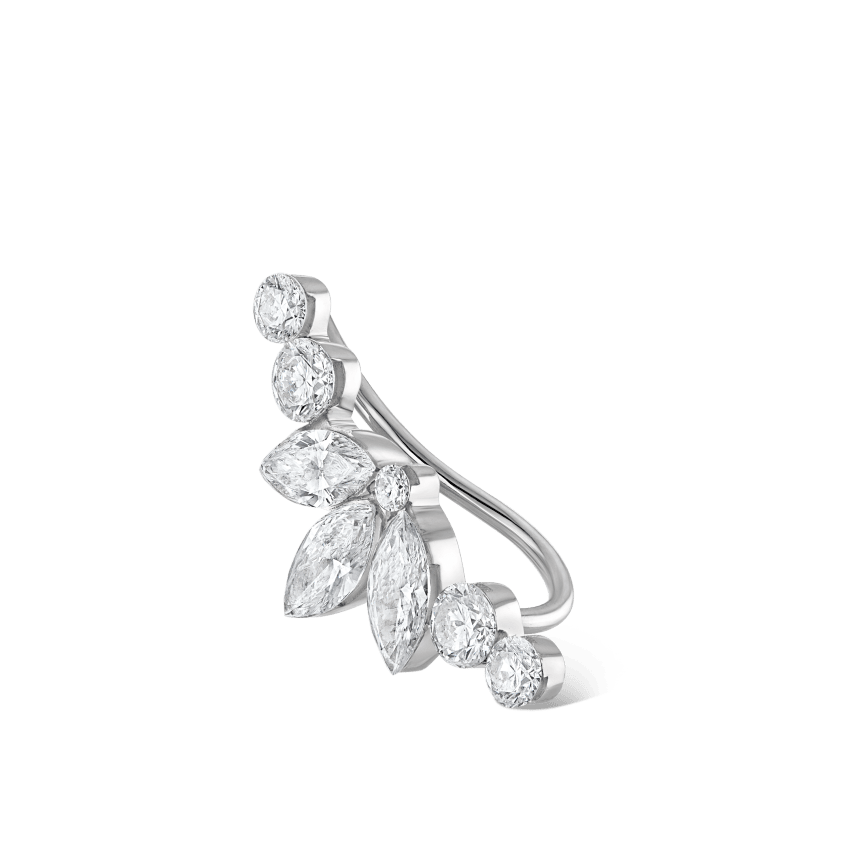 Invisible Diamond Lotus Open Garland Ear Climber