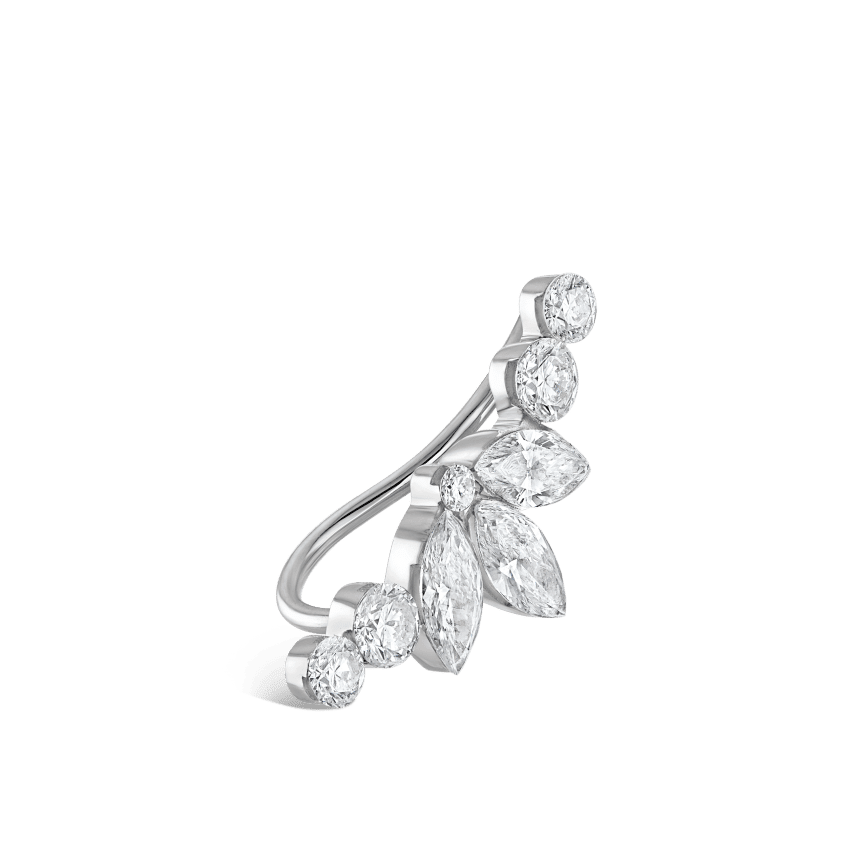 Invisible Diamond Lotus Open Garland Ear Climber