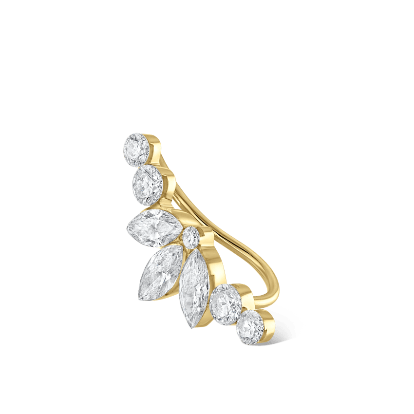 Invisible Diamond Lotus Open Garland Ear Climber