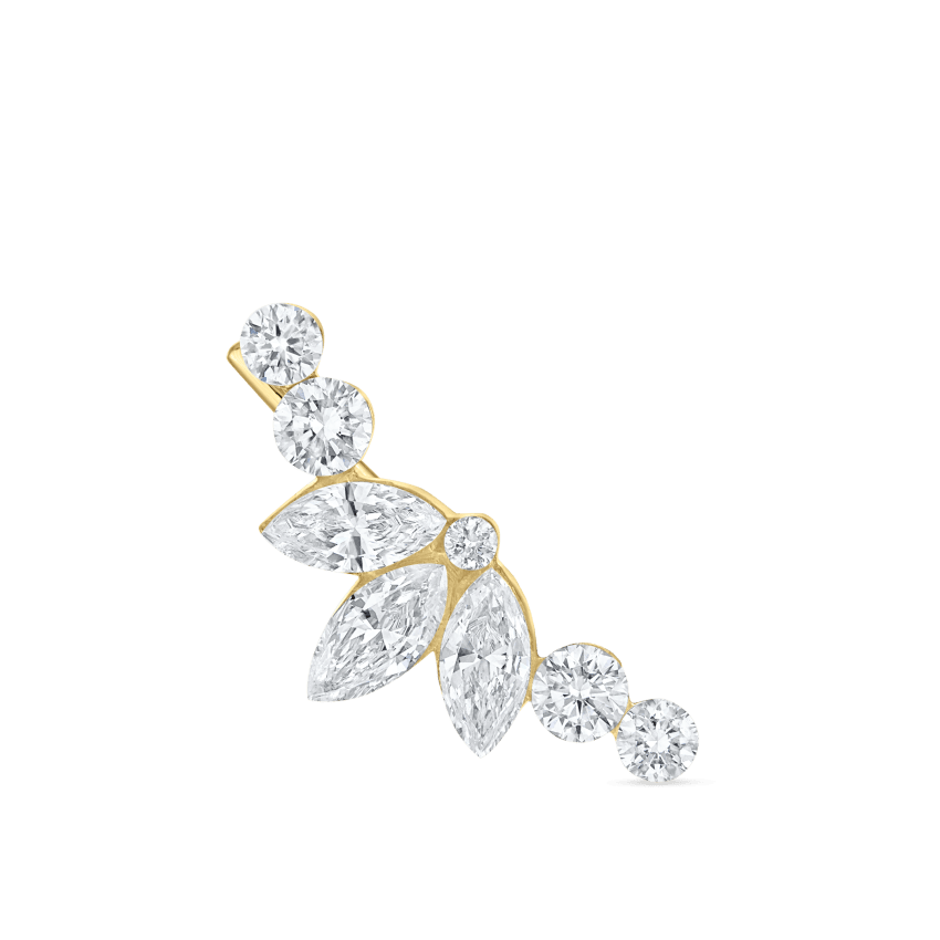 Invisible Diamond Lotus Open Garland Ear Climber