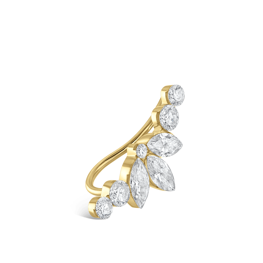 Invisible Diamond Lotus Open Garland Ear Climber