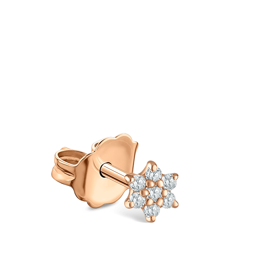 Diamond Flower Stud Earring