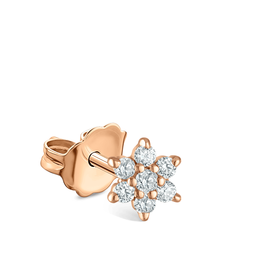 Diamond Flower Stud Earring