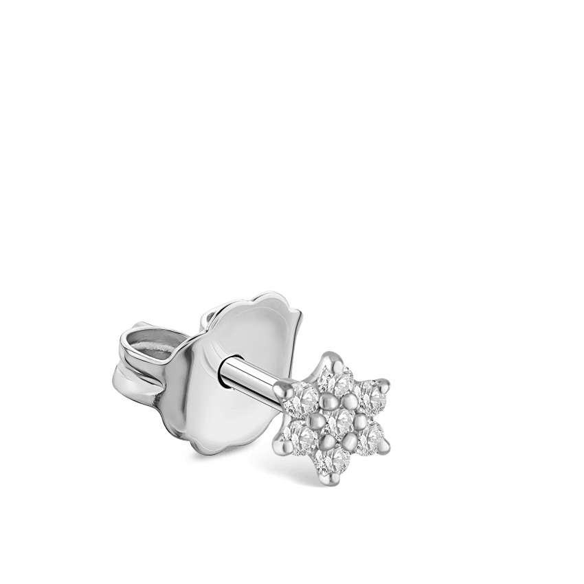 Diamond Flower Stud Earring
