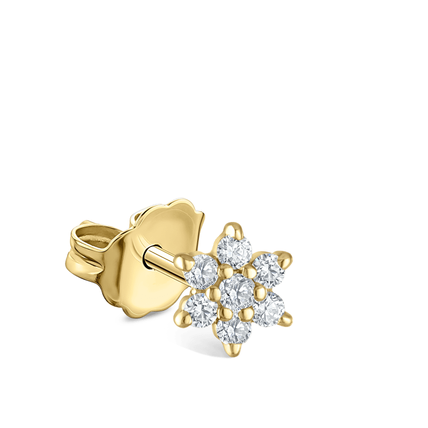 Diamond Flower Stud Earring