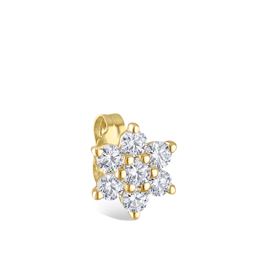 Diamond Flower Stud Earring