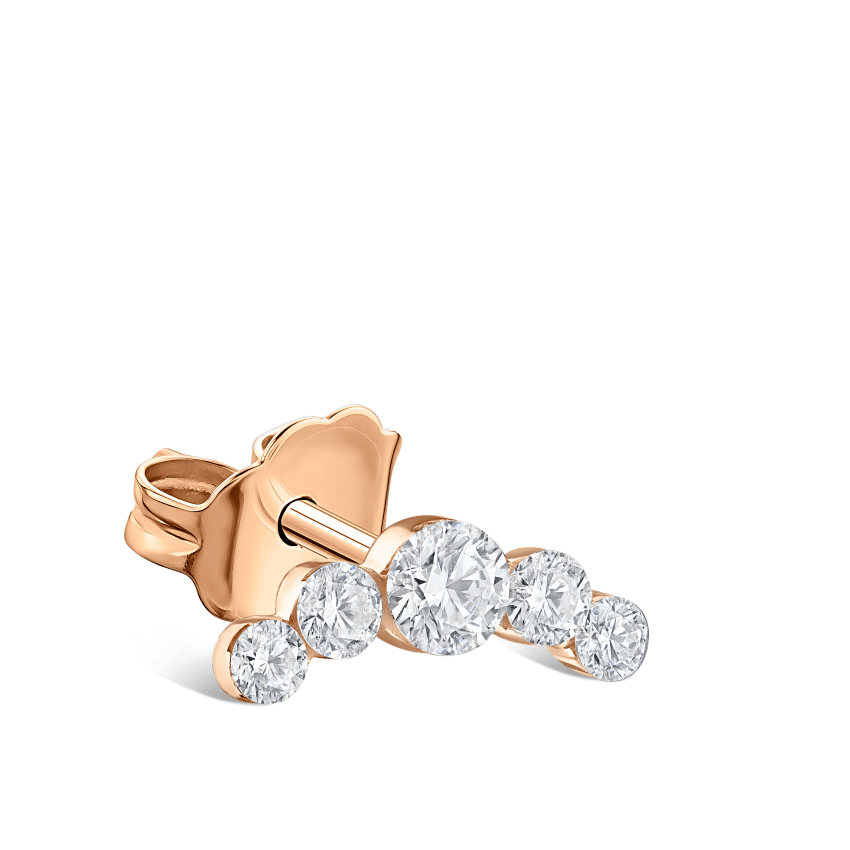 Invisible Set Five Diamond Curve Stud Earring