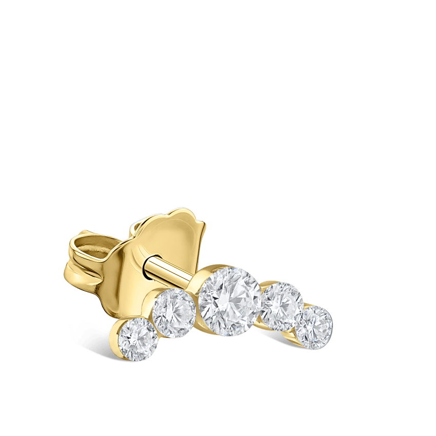 Invisible Set Five Diamond Curve Stud Earring