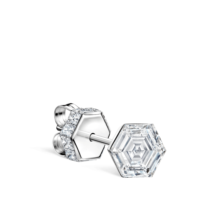 Invisible Set Hexagon Diamond Stud Earring