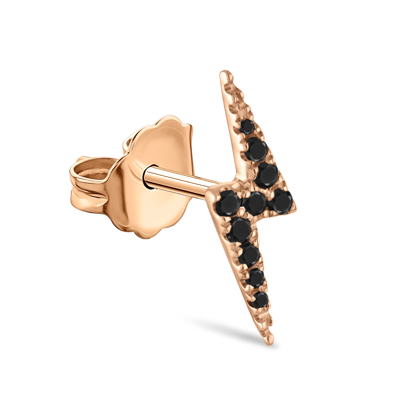 Black Diamond Lightning Bolt Stud Earring