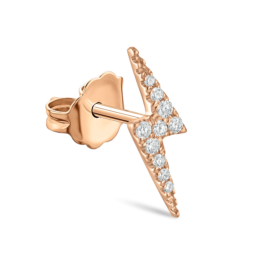 Diamond Lightning Bolt Stud Earring
