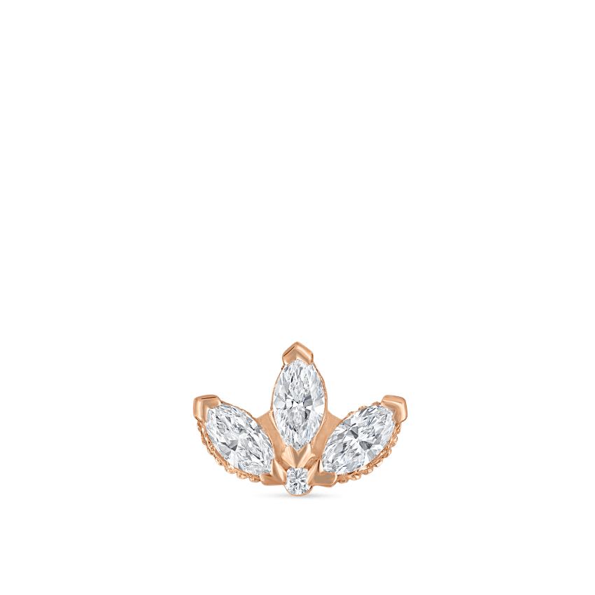 Engraved Diamond Lotus Stud Earring