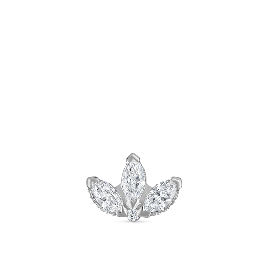 Engraved Diamond Lotus Stud Earring