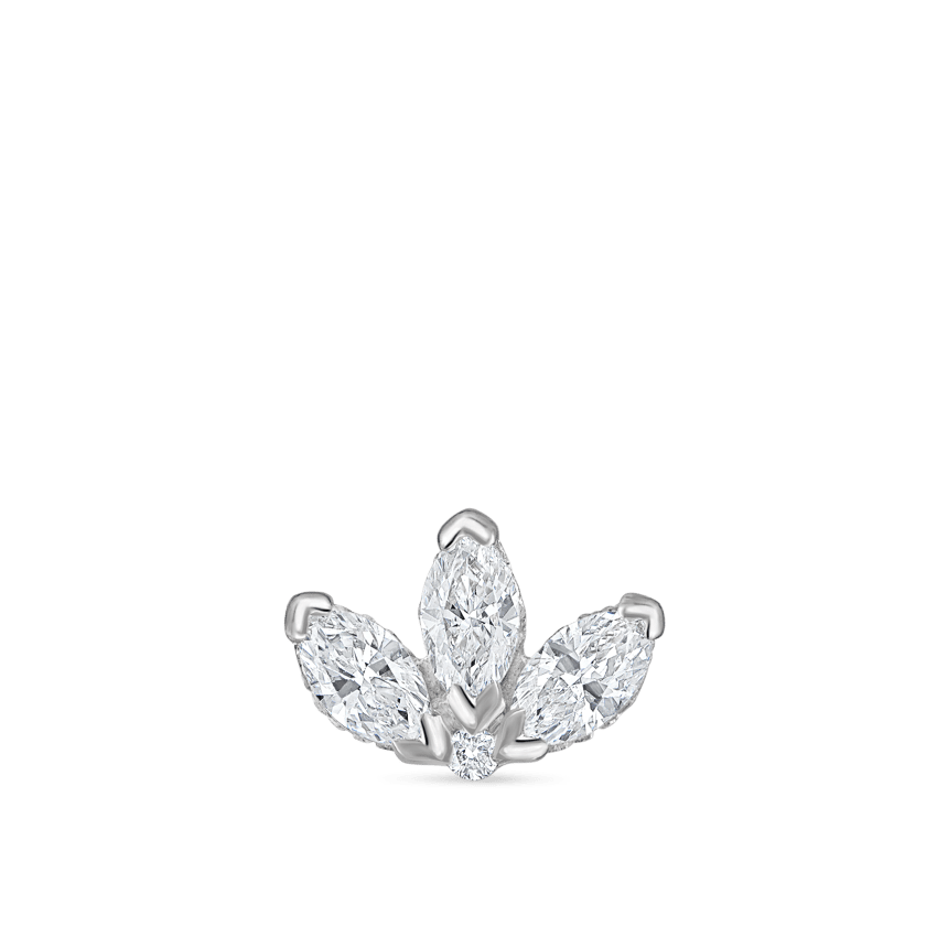 Engraved Diamond Lotus Stud Earring