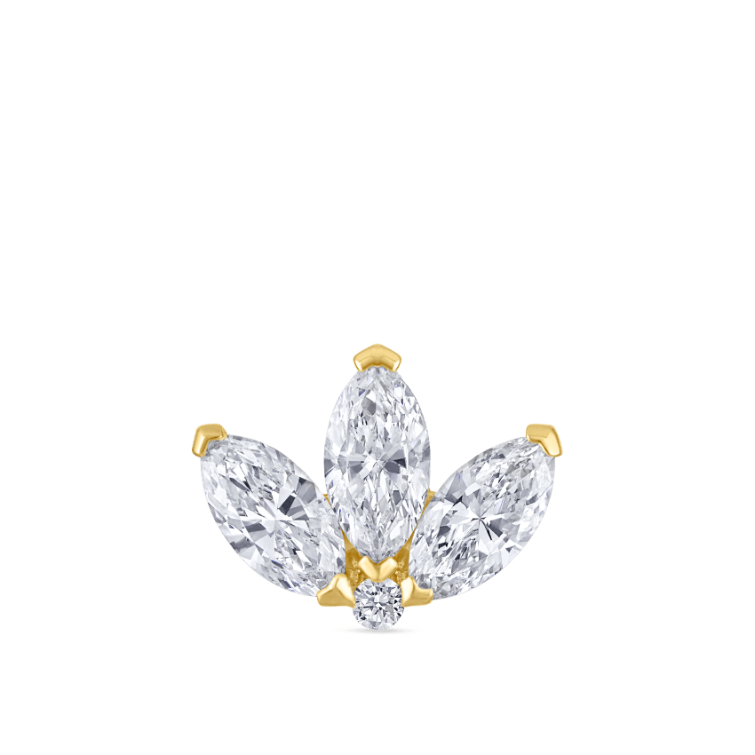 Engraved Diamond Lotus Stud Earring