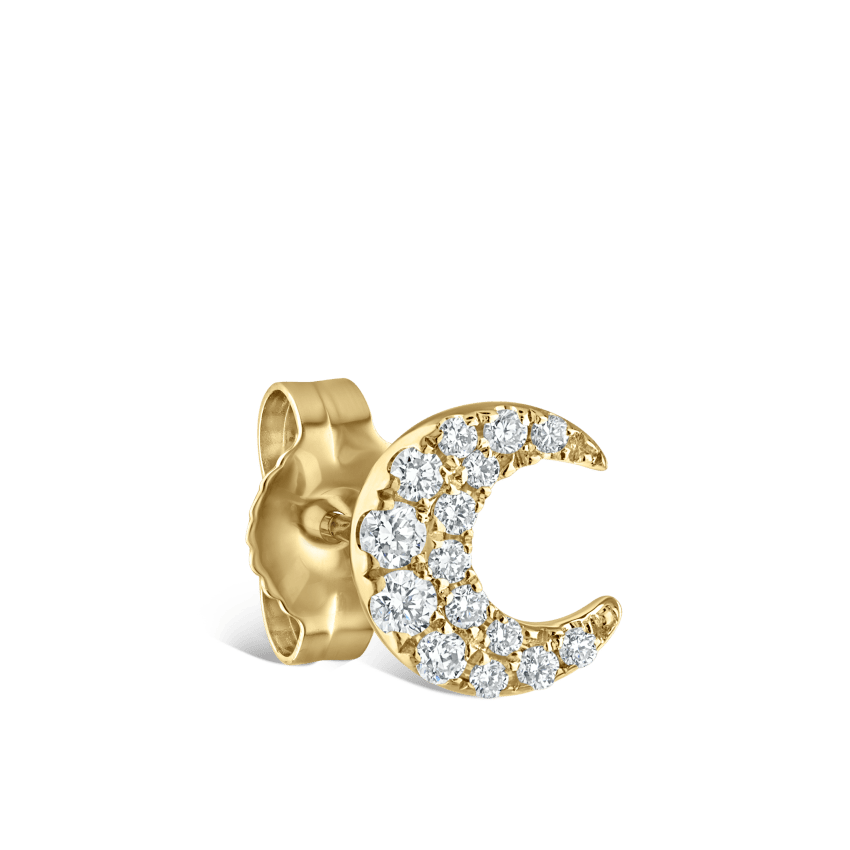 Diamond Moon Stud Earring
