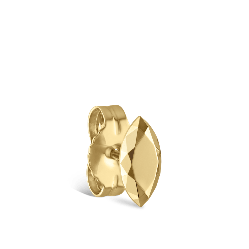 Faceted Gold Marquise Stud Earring