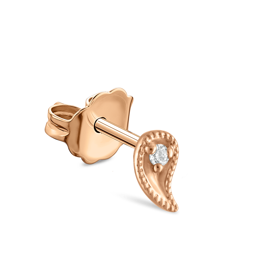 Diamond Paisley Stud Earring