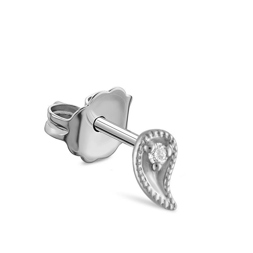 Diamond Paisley Stud Earring