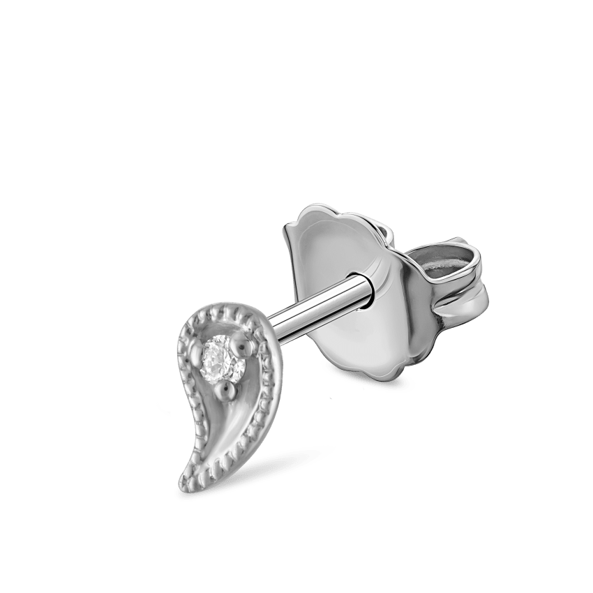 Diamond Paisley Stud Earring