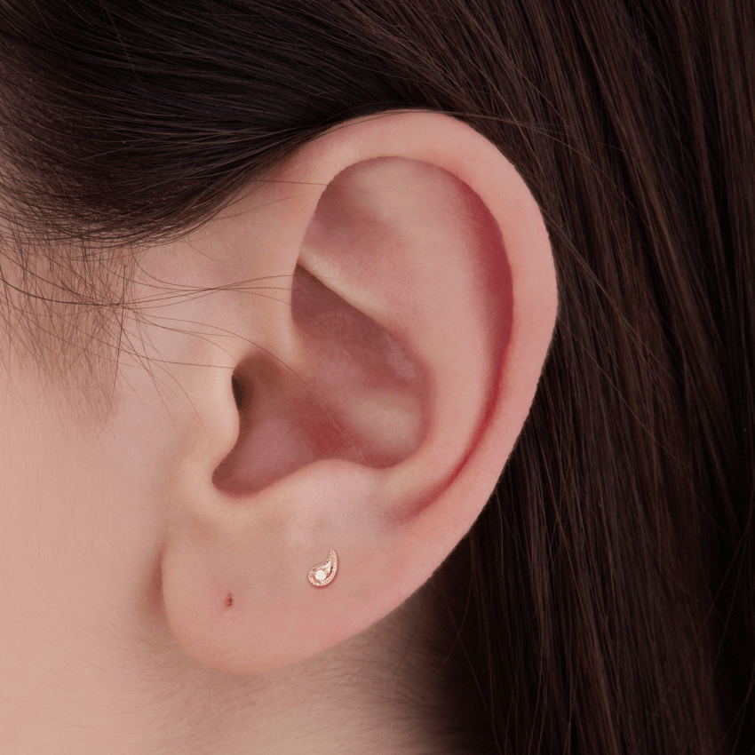 Diamond Paisley Stud Earring