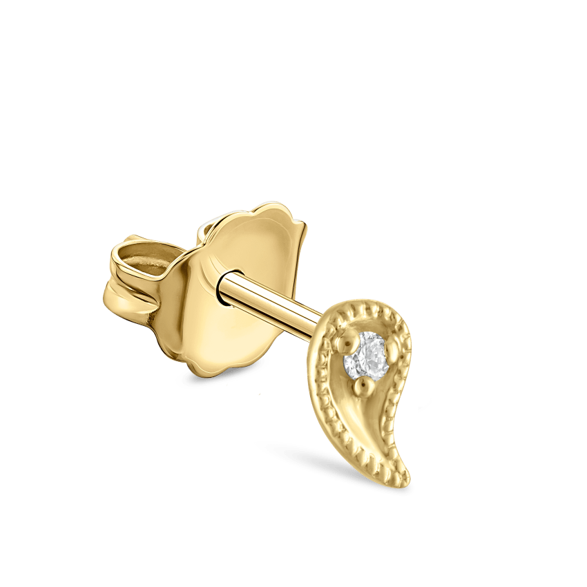 Diamond Paisley Stud Earring