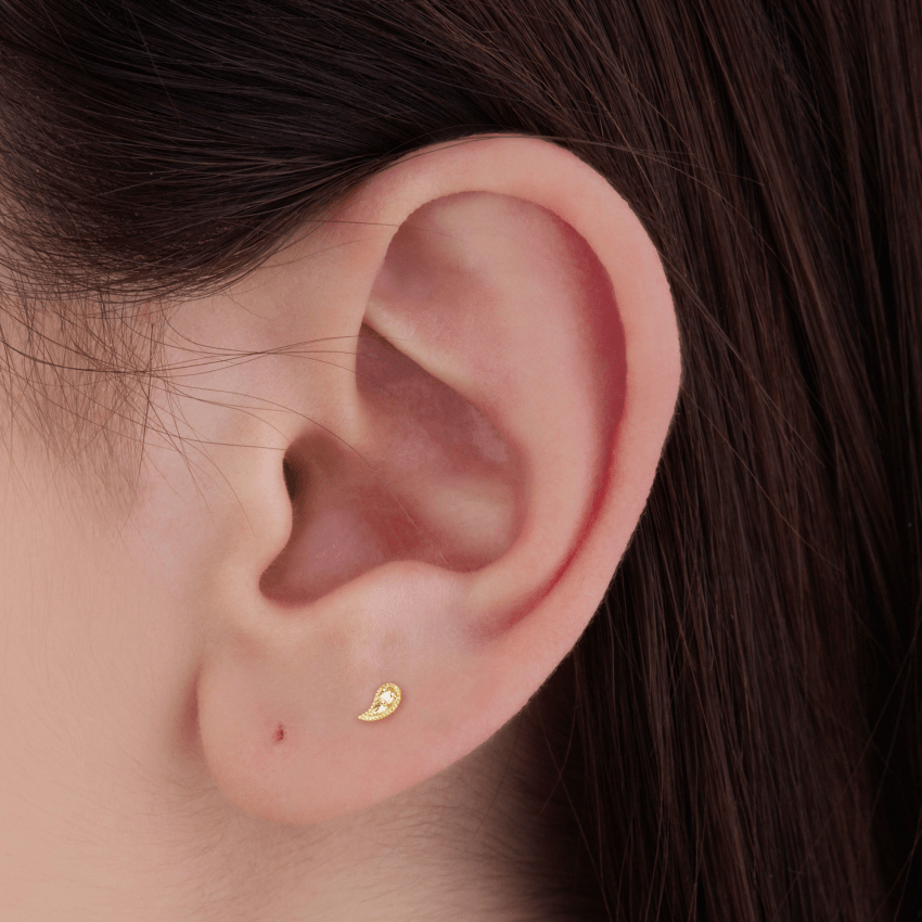 Diamond Paisley Stud Earring