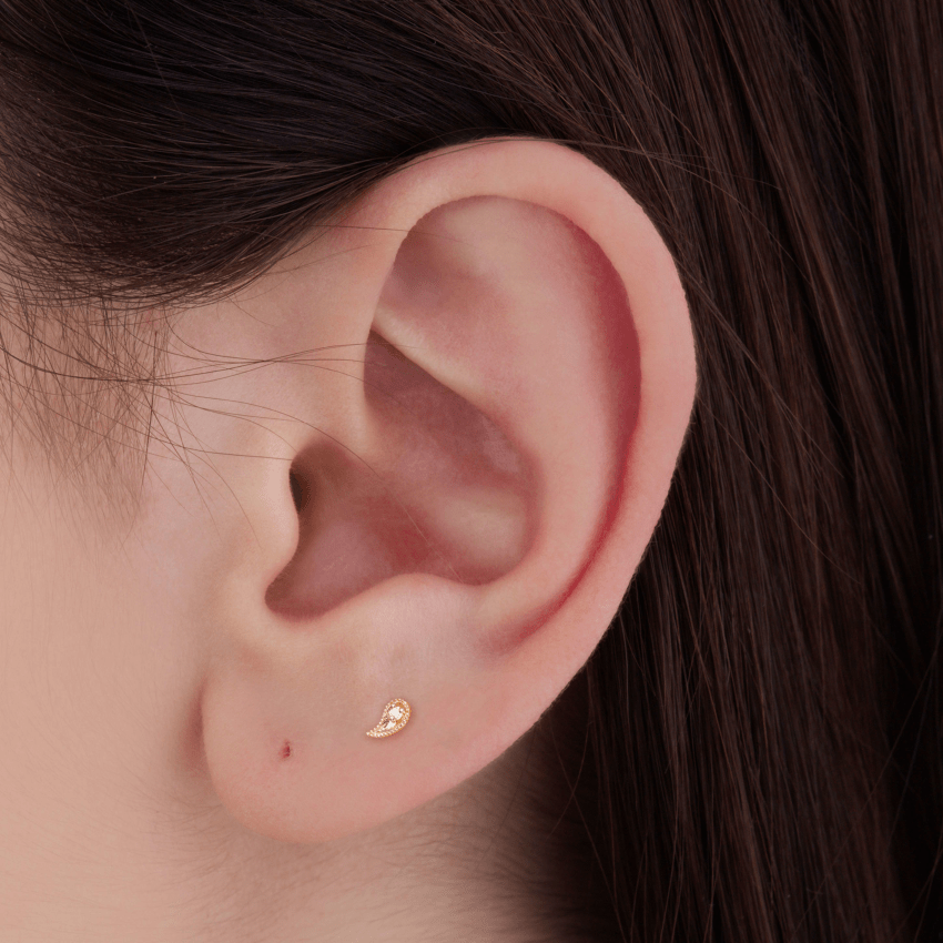 Diamond Paisley Stud Earring
