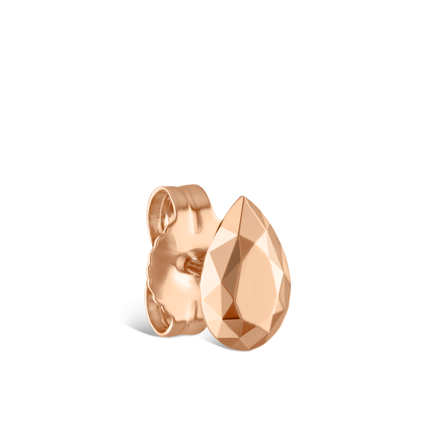 Faceted Gold Pear Stud Earring