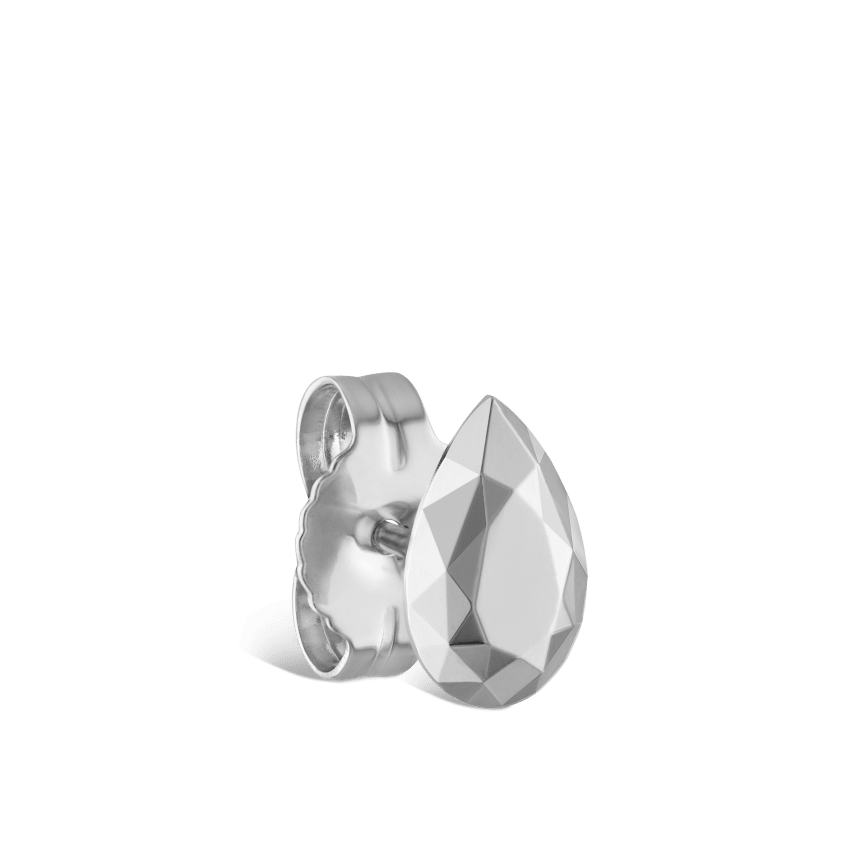 Faceted Gold Pear Stud Earring