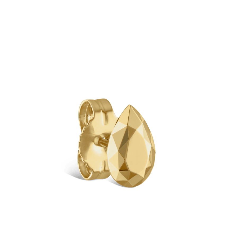 Faceted Gold Pear Stud Earring