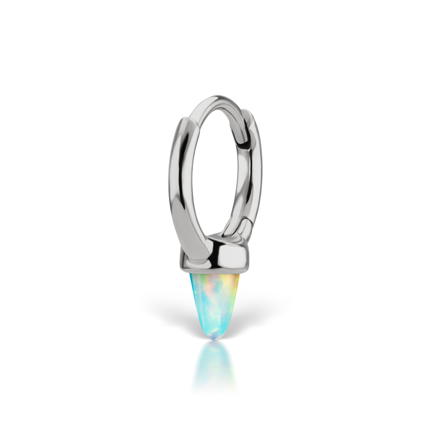 Opal Single Short Spike Hoop Earring (Non-Rotating)