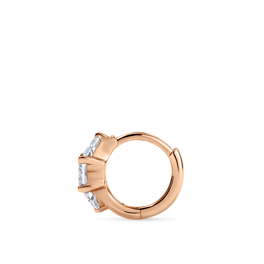 3mm Diamond Princess Triangle Hoop Earring (Non-Rotating)