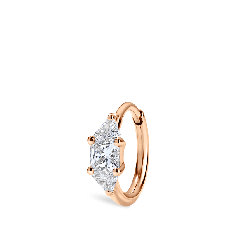 3mm Diamond Princess Triangle Hoop Earring (Non-Rotating)