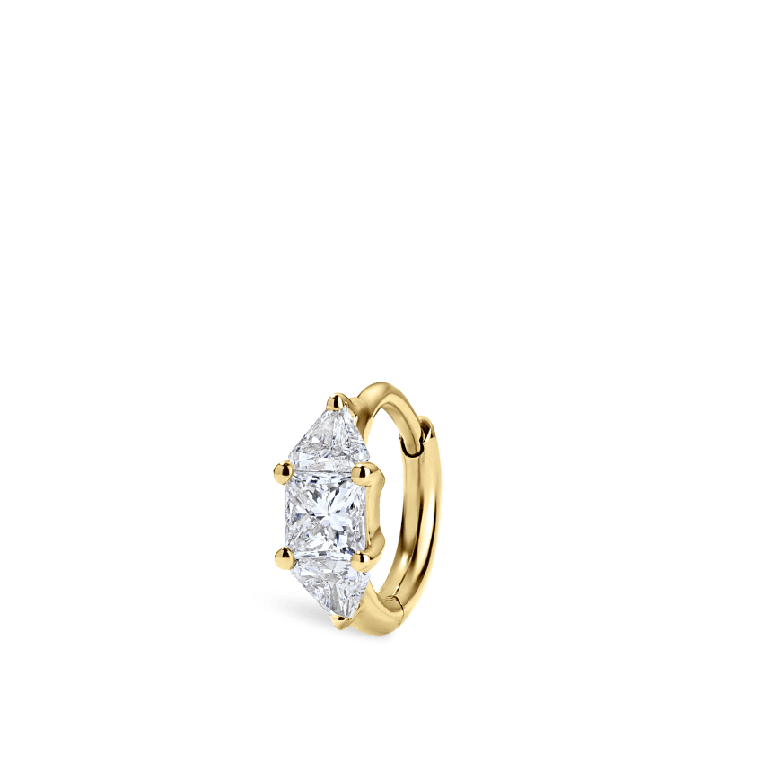 3mm Diamond Princess Triangle Hoop Earring (Non-Rotating)