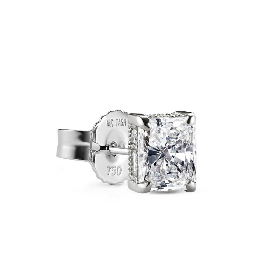 Radiant Diamond Engraved Stud Earring