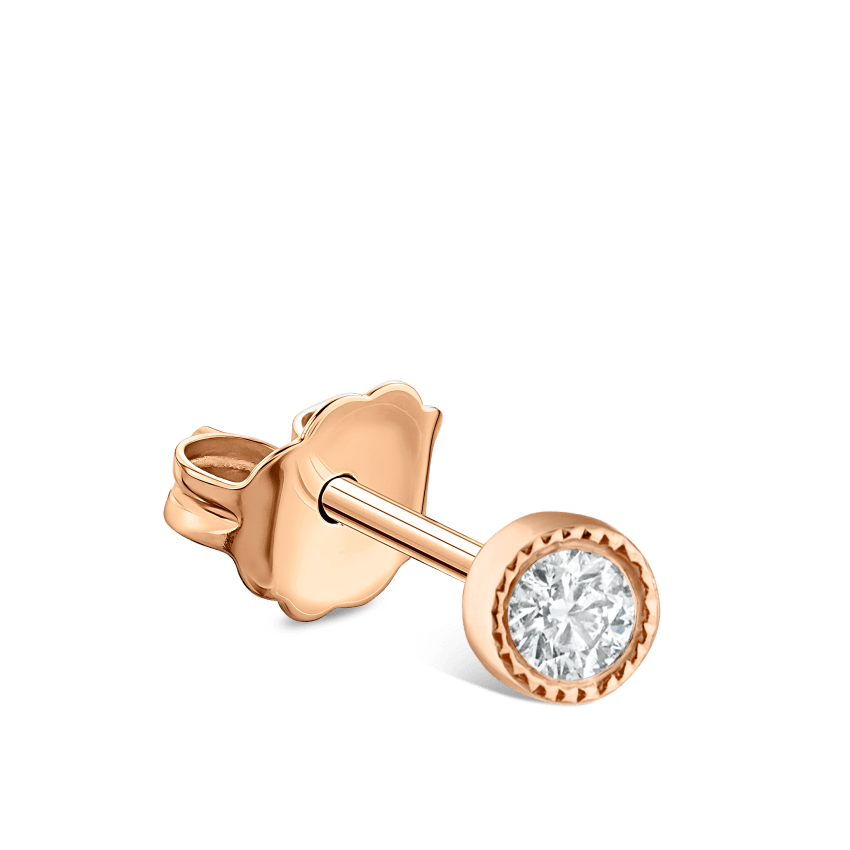 Scalloped Set Diamond Stud Earring