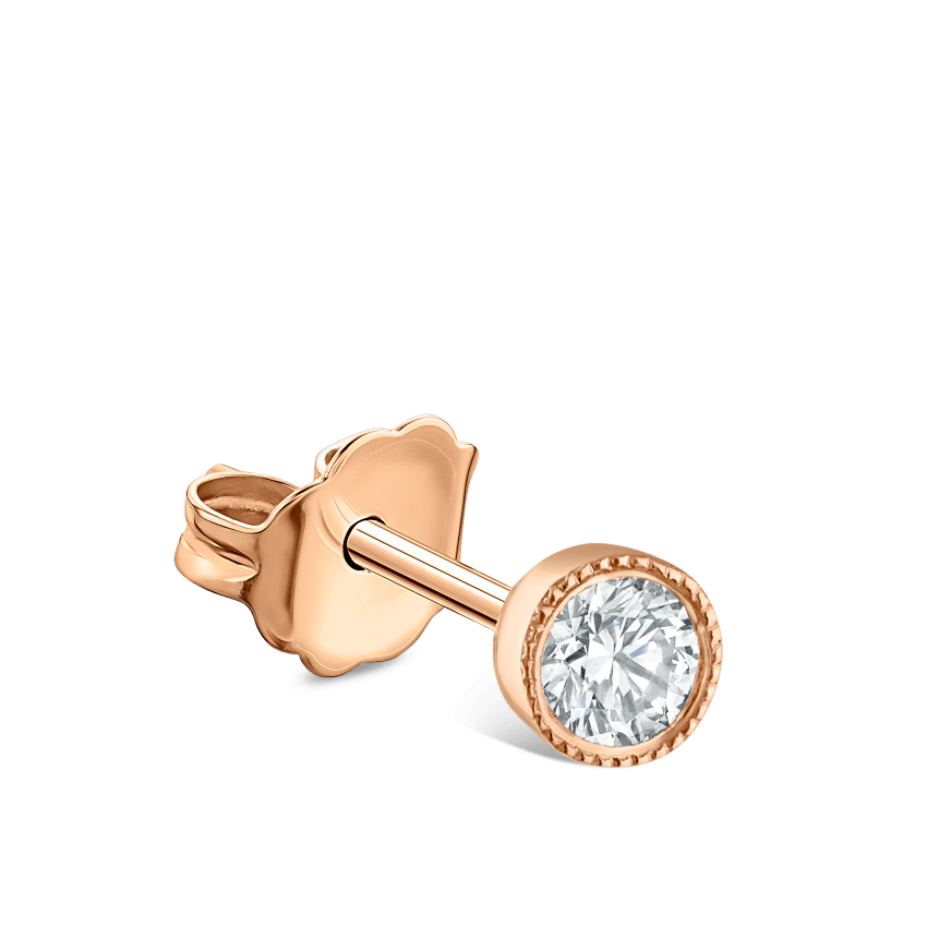 Scalloped Set Diamond Stud Earring