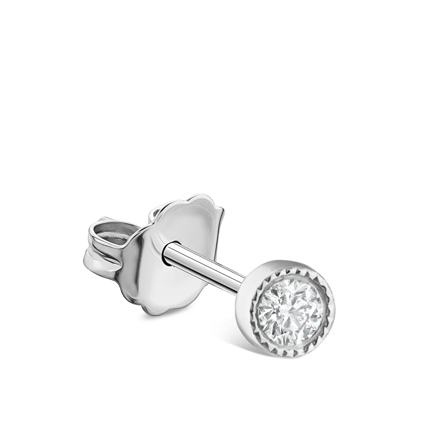 Scalloped Set Diamond Stud Earring