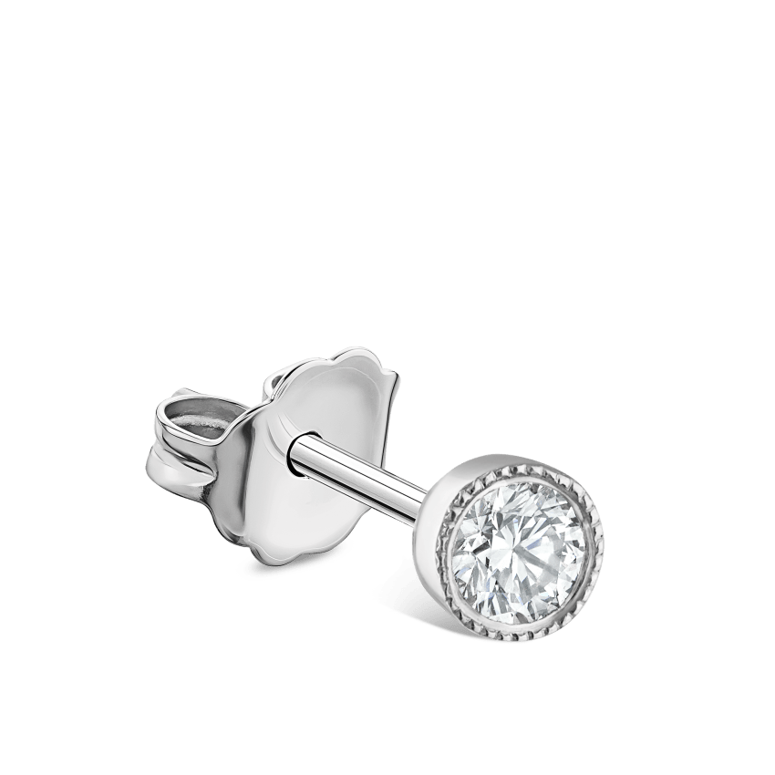 Scalloped Set Diamond Stud Earring