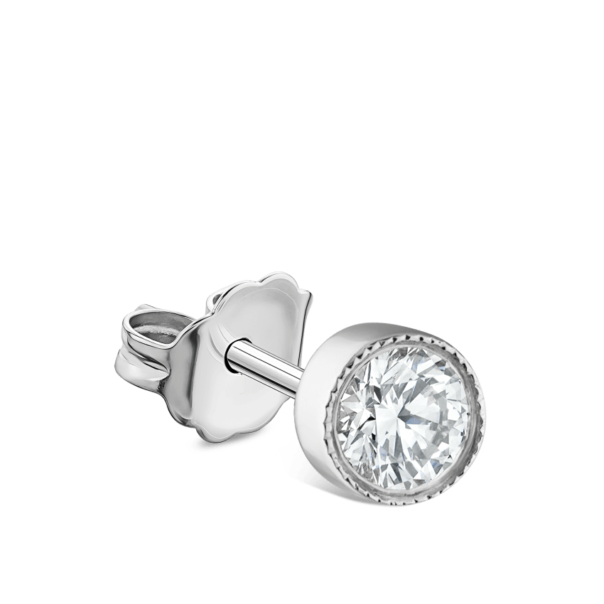 Scalloped Set Diamond Stud Earring