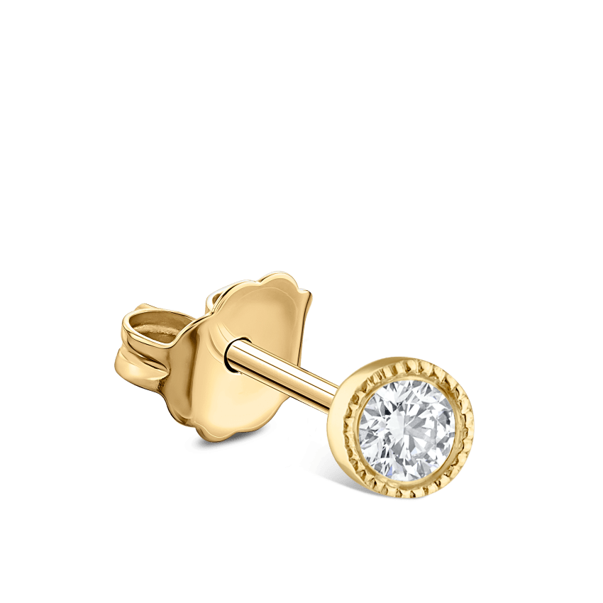Scalloped Set Diamond Stud Earring