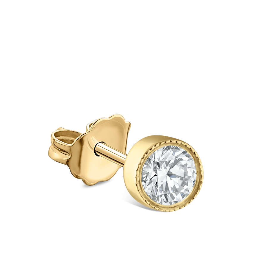 Scalloped Set Diamond Stud Earring