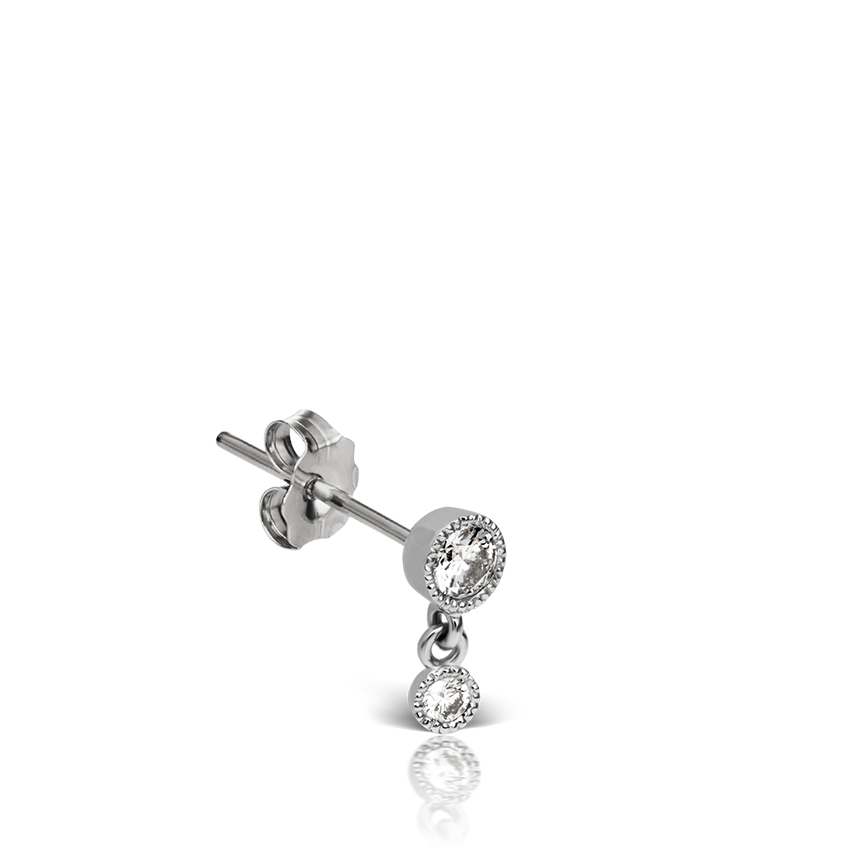 Scalloped Set Diamond Stud Earring