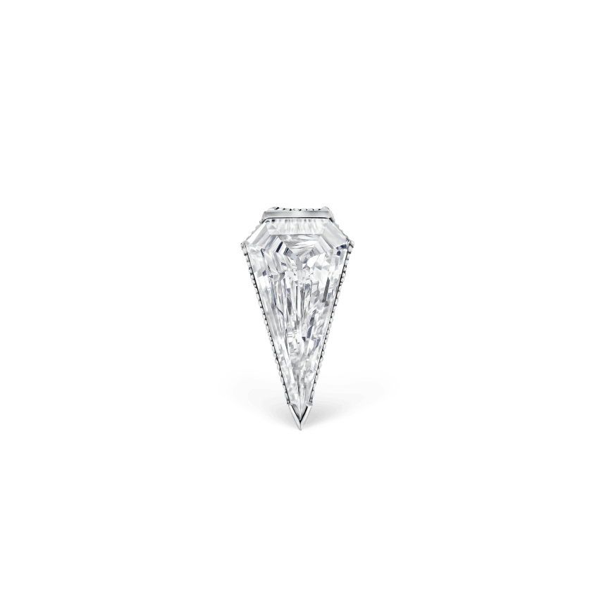 Engraved Silhouette Diamond Stud Earring